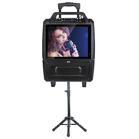 Qfx Portable Karaoke Speaker System (2" W x 5" H) with 14" Screen KAR-812SM